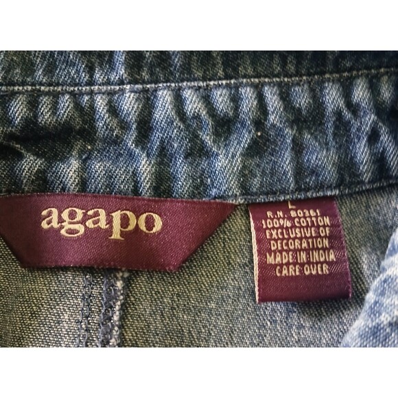 Women's Large Denim Dress Cotton Embroidered Lightweight Summer Spring Beachy - Picture 11 of 11